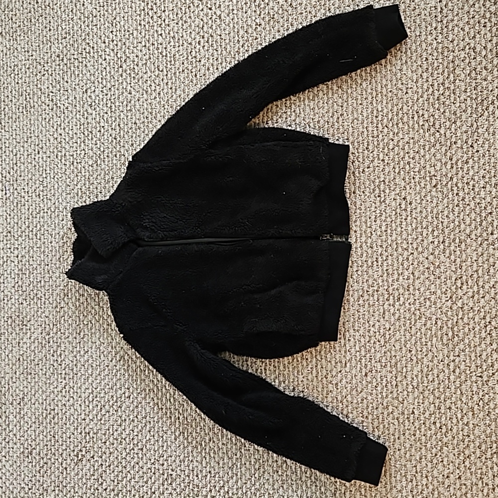 Beyond yoga teddy zip up jacket coat black small s
